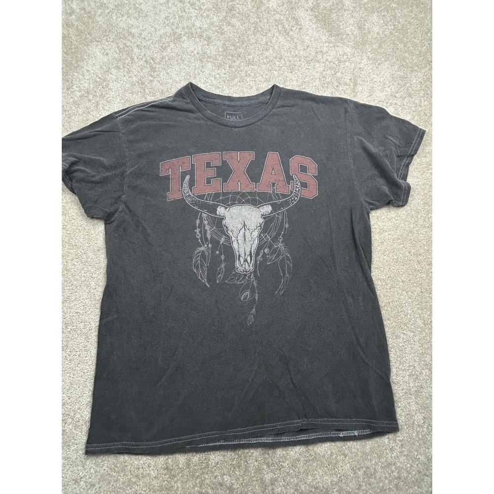 Full Tilt Texas Graphic T-Shirt M Black Steer Skull Western Southwestern Boho